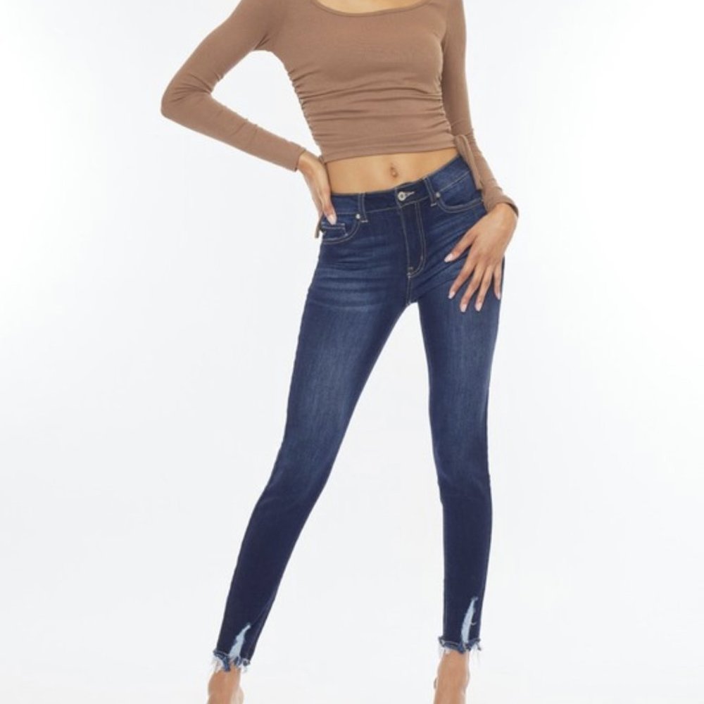 High Rise Skinny Jean W/ Cuff Detail